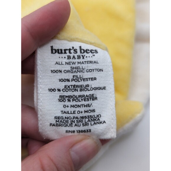 Burts Bees Lovey Bumble Bee Baby Security Blanket Yellow Lovie Organic - Picture 4 of 5